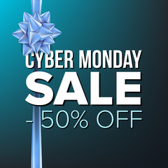 Sticker - Cyber Monday Sale Banner Vector. Big Super Sale. Cartoon Business Brochure Illustration. Design For Cyber Monday Banner, Brochure, Poster, Discount Offer