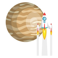 Sticker - jupiter planet with rocket