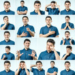 © Iurii - Set of young man's portraits with different emotions and gestures