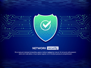 Leinwandbilder - Abstract high tech circuit board. Security shield concept. Internet security. Vector illustration digital protection.