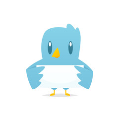  Cartoon blue bird holding blank banner vector
