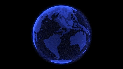Wall Mural - Digital Earth, Connection Network Rotation of planet world map background