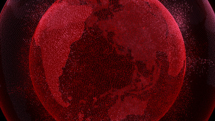 Wall Mural - Digital Earth, Connection Network Rotation of planet world map background