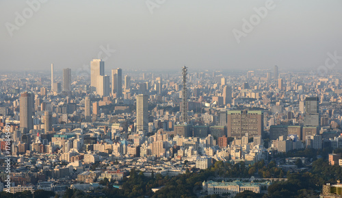 日本の東京都市風景 豊島区の高層ビル群や防衛省周辺の街並みなどを望む Stock Photo Adobe Stock