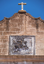 Pediment Of Santiago Church Decorated By The Equestrian Figure. Evora. Portugal