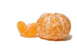orange peeled mandarin with slice isolated on white background