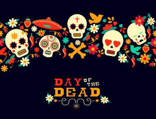 Wall Mural - Day of the dead flower sugar skull background