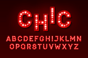 Wall Mural - Broadway style retro light bulb font