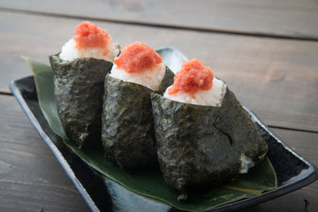 Wall Mural - japanese onigiri with tarako, cod roe