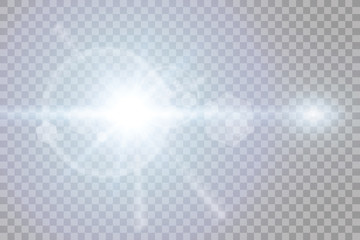 Wall Mural - Vector transparent sunlight special lens flare light effect. Sun flash with rays and spotlight

