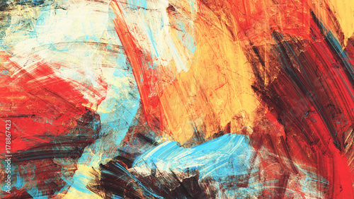 Bright artistic splashes on white. Abstract painting color texture. Modern fu...