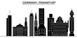 Germany, Frankfurt architecture skyline, buildings, silhouette, outline landscape, landmarks. Editable strokes. Flat design line banner, vector illustration concept. 