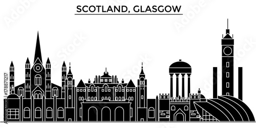Scotland Glasgow Architecture Skyline Buildings Silhouette