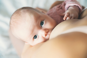mother breastfeeding newborn baby child