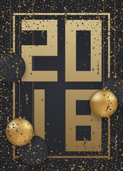 Wall Mural - vector modern christmas or 2018 happy new year winter holiday invitation card