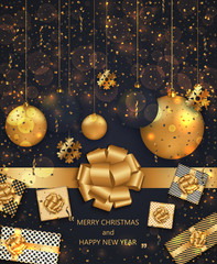 Wall Mural - vector modern christmas or 2018 happy new year winter holiday invitation card
