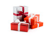 Many gift box white ribbon isolated on white background, using for christmas and new year or holiday other.
