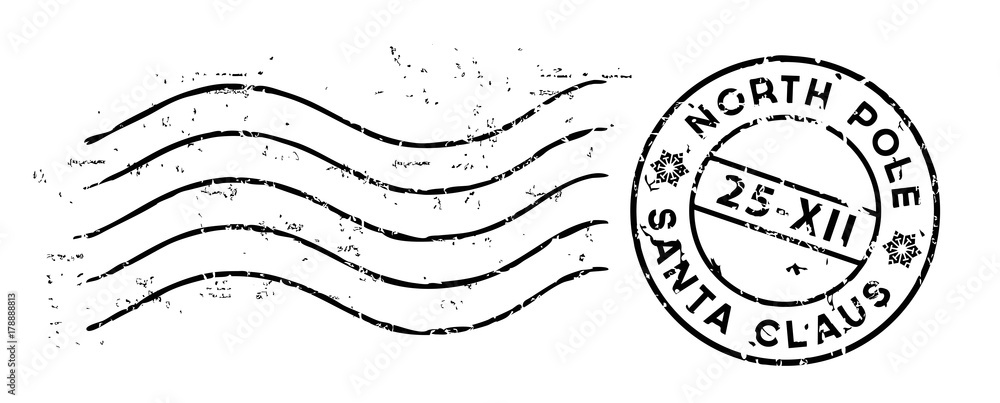 Christmas post stamp isolated on white. Vector - obrazy, fototapety, plakaty 