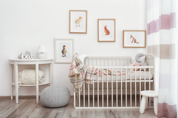 Modern interior of child's room with animal pictures