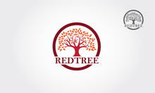Beautiful Red Tree Design. Logo Vector Illustration