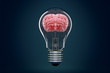 © harunyigit - Human brain is inside a light bulb. Brains and ideas concept design.