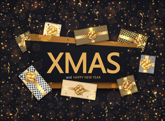 Wall Mural - vector modern christmas or 2018 happy new year winter holiday invitation card