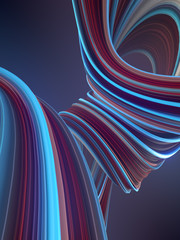 Wall Mural - Colored twisted shape. Computer generated abstract geometric 3D render illustration