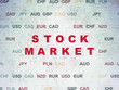 © Maksim Kabakou - Business concept: Painted red text Stock Market on Digital Data Paper background with Currency