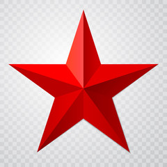 red star 3d icon with shadow on transparent background. vector illustration for ussr design