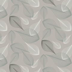 vector pattern, repeating abstract greed leaves falling on white background. pattern is on swatch panel