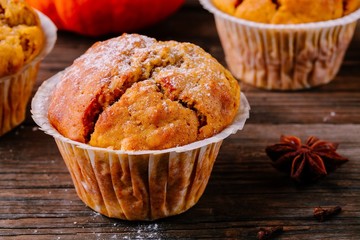 Wall Mural - Homemade Autumn Pumpkin Muffins