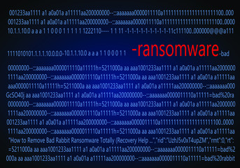Bad rabbit ransomware attack. Computer technology and cyber security concept