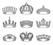 Set of isolated sketch for crown or tiara