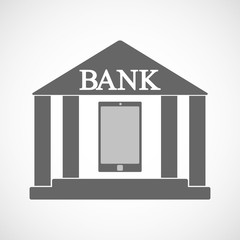 Sticker - Isolated bank icon with a smart phone