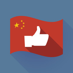 Sticker - Long shadow China flag with a thumb up hand