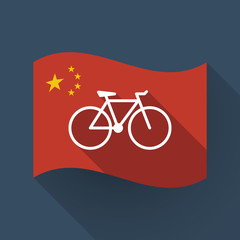 Canvas Print - Long shadow China flag with a bicycle