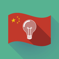 Canvas Print - Long shadow China flag with a light bulb