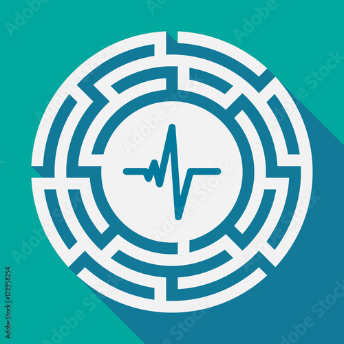 Photo  Long shadow labyrinth with a heart beat sign