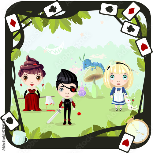 Characters Of Book Alice In Wonderland Alice Red Queen Blue Caterpillar Knave Of Hearts Stock Illustration Adobe Stock Characters Of Book Alice In Wonderland Alice Red Queen Blue Caterpillar Knave Of Hearts Stock Illustration Adobe Stock
