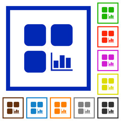 Sticker - Component statistics flat framed icons