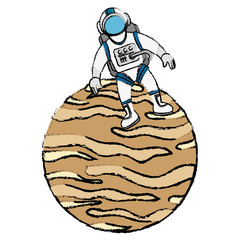 Sticker - venus planet with astronaut