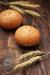  rye bread on a wooden table