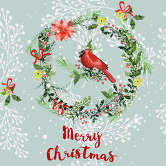 Wall Mural - Vintage Christmas elements seamless pattern backgr