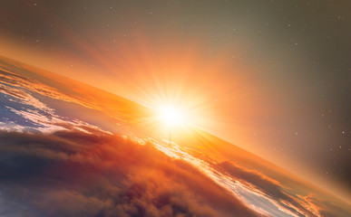 Poster - Planet Earth with spectacular sunset. .