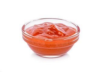 red hot chilli sauce isolated on a white background