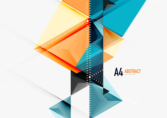 Triangular low poly vector a4 size geometric abstract template