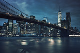 Fototapeta  - View of Brooklyn Bridge by night
