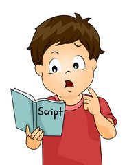 Canvas Print - Kid Boy Confuse Memorize Script Illustration