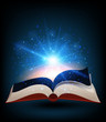 Book with bright light shinning