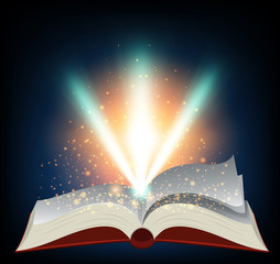 Wall Mural - red book with burst of light